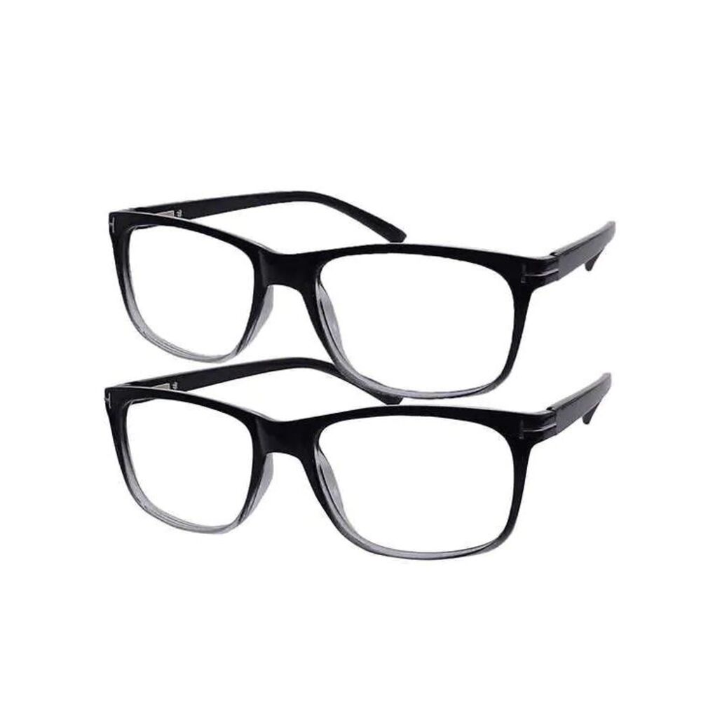 MIKE READING GLASSES, 2 PAIRS Black/Clean Spots +1.25